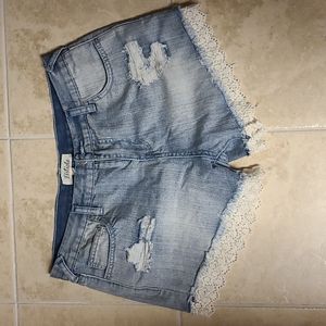 Jean shorts with lace trim size Large